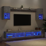 6 Piece TV Wall Units with LED Concrete Grey Engineered Wood 3216689