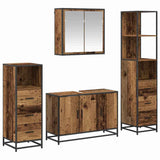 Bathroom Furniture Set with Door 4 pcs Old Wood Engineered Wood 3402482