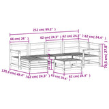 7 Piece Garden Sofa Set White Solid Wood Pine 3250933