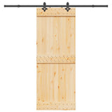Sliding Door with Hardware Set 80x210 cm Solid Wood Pine 3332683
