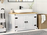 Sink cabinet with Shelf White 73 x 33 x 60 cm Solid Pine Wood 42024957
