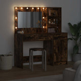 Dressing Table with Mirror Lights 2 pcs Brown Engineered Wood 3334267