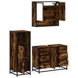 3 Piece Bathroom Furniture Set Smoked Oak Engineered Wood 3300992