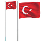 Turkey Flag and Pole 6.23 m Aluminium 3147115