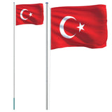 Turkey Flag and Pole 6.23 m Aluminium 3147115