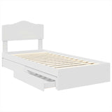 Storage Bed with Headboard White 100 x 200 cm Engineered Wood 3413124