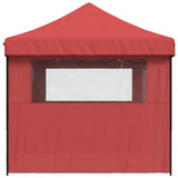 ZNTS Foldable Party Tent Pop-Up with 3 Sidewalls Burgundy 4005019