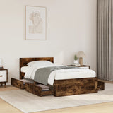 Bed Frame with Headboard without Mattress Smoked Oak 75x190 cm Small Single 3295622