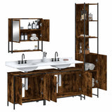 4 Piece Bathroom Furniture Set Smoked Oak Engineered Wood 3214692
