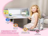 Kids Table and Chair Set w/ Whiteboard - Grey T3398P347716