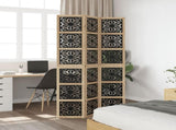 Room Divider 3 Panels Brown and Black Solid Wood Paulownia 358799
