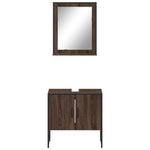 ZNTS 2 Piece Bathroom Cabinet Set Brown Oak Engineered Wood 3214338