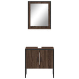 2 Piece Bathroom Cabinet Set Brown Oak Engineered Wood 3214338