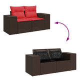 8 Piece Garden Sofa Set with Cushions Brown Poly Rattan Acacia 3326855