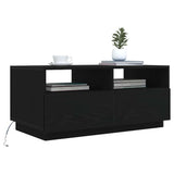 Coffee Table with LED Lights Black Oak 90x49x40 cm 862254