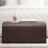 Treasure Chest with Latches Dark Brown 90x50x39.5 cm Plywood 4010549