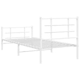Metal Bed Frame without Mattress with Footboard White 90x190cm 355620
