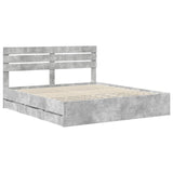 Bed Frame with Drawer Concrete Grey 200 x 200 cm Engineer Wood 3411481
