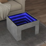 ZNTS Coffee Table with Infinity LED Concrete Grey 50x50x30 cm 847605