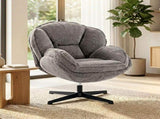 Modern Wingback Accent Chair, Velvet Armchair with Four-Star Base, S-Springs, Swivel, Grey T3398P548766