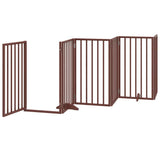 Dog Gate with Door Foldable 9 Panels Brown 450 cm Poplar Wood 3155550