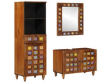 Bathroom Furniture Set with Shelf 3 pcs Walnut Solid Mango Wood 3310091