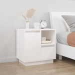 ZNTS Bedside Cabinet White 50x34x50 cm Solid Wood Pine 814481