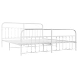 Bed Frame White Steel 200x200 cm Bed Frame Rectangular 352652