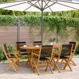 Folding Garden Chairs 6 pcs Black Solid Wood Acacia 3214566