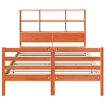 ZNTS Bookcase Bed without Mattress Wax Brown 140x200 cm Solid Wood 3321917