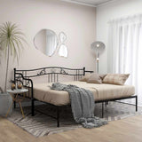 Pull-out Sofa Bed Frame without Mattress Black Metal 90x200 cm 324764