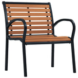 Garden Chair Set of 2 Black and Brown Steel and WPC Standard 312036