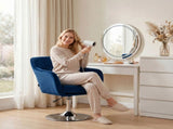 Retro Velvet Swivel Tub Chair with Steel Frame, Cushion Seat, Dark Blue T3398P554132
