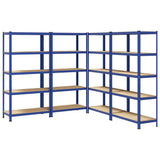 5-Layer Storage Shelves 4 pcs Blue Steel&Engineered Wood 3307607