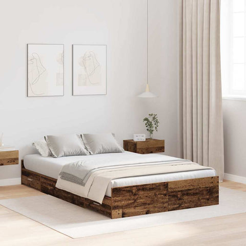 Storage Bed Frame Old wood 120 x 200 cm Engineered wood 3335307
