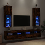 TV Cabinets with LED Lights 2 pcs Smoked Oak 30.5x30x102 cm 837024