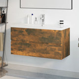 Sink Cabinet with Built-in Basin Smoked Oak Engineered Wood 3152882