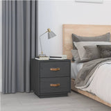 Bedside Cabinet Grey 40x34x45 cm Solid Wood Pine 818329