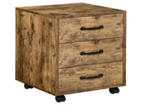 3 Drawer File Cabinet, Mobile Filing Cabinet on Wheels for Home Office, Study, Rustic Brown T3398P342393