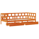 Daybed with Drawers without Mattress Wax Brown 80x200 cm Solid Wood 3302090