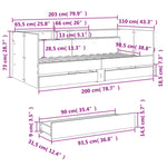 ZNTS Daybed with Drawers without Mattress Concrete Grey 100x200 cm 3280842