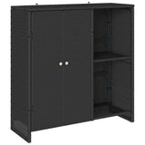 Storage Cabinet with Shelf Black 100 x 36 x 102 cm Rattan 4103821