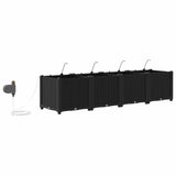 Garden Planter 4 pcs Black 160 x 40 x 37.5 cm PP 42002847