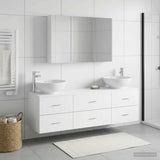 Bathroom Furniture Set 4 pcs White Engineered Wood and Glass 3406943