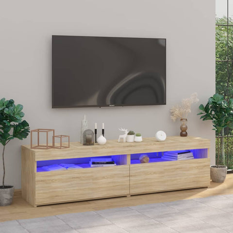 TV Cabinets 2 pcs with LED Lights Sonoma Oak 75x35x40 cm 804398