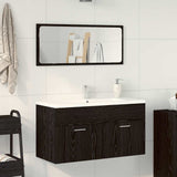 Bathroom Furniture Set 2 pcs Black Oak Engineered wood 863138