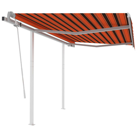 ZNTS Manual Retractable Awning with Posts 3x2.5 m Orange and Brown 3069900