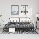 Bed Frame Black Powder-Coated Steel Large Bed Frame Rectangular 353658