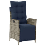 5 Piece Garden Dining Set with Cushions Grey Poly Rattan 3213485
