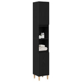 Bathroom Cabinet Black Oak 30 x 30 x 190 cm Engineered Wood 862805